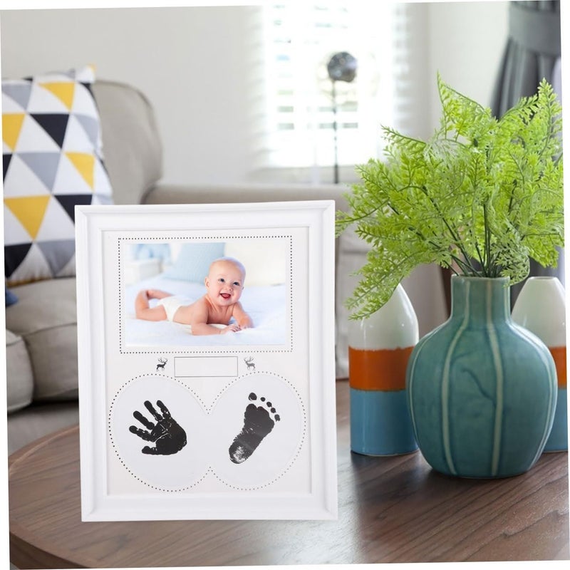 Hand and Footprint Frame 6-inch White Keepsake Photo Frame Newborn Growth Memory Display Nursery Décor - Image 5