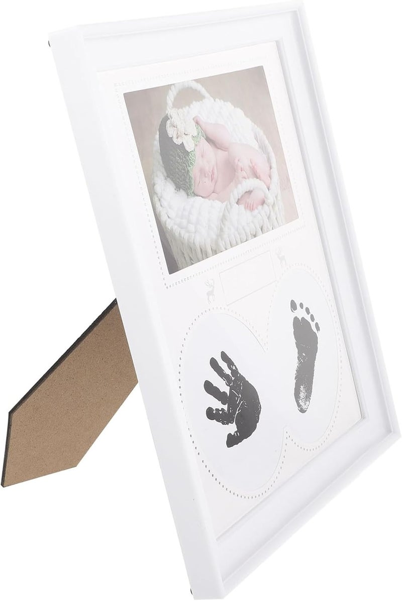 Hand and Footprint Frame 6-inch White Keepsake Photo Frame Newborn Growth Memory Display Nursery Décor - Image 1