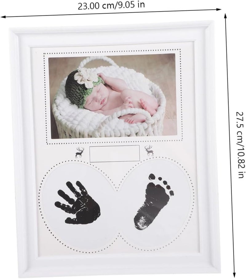 Hand and Footprint Frame 6-inch White Keepsake Photo Frame Newborn Growth Memory Display Nursery Décor - Image 2