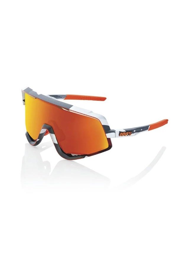 Glendale Sport Performance Cycling Sunglasses - MTB, Dirt Bike, & Road Biking Eyewear with Interchangeable Lens, Soft Tact Grey Camo - Hiper Red Multilayer Lens, One size