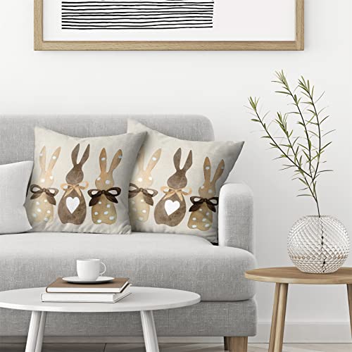 CXMEIFLY Easter Pillow Covers 18 x 18 Inch Set of 2 for Vintage Polka Dot Love Heart Bunny Decor Throw Pillows Spring Bow Rabbit Outdoor Farmhouse Decorative Cushion Cases for Couch Bed Decoration - Image 3