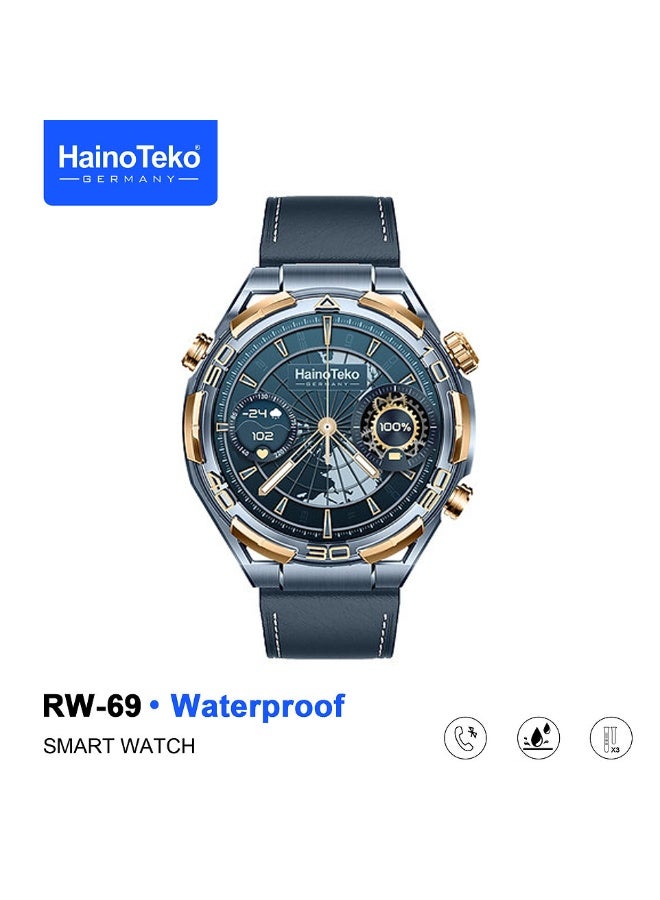 Haino Teko RW-69 Waterproof Smartwatch with 1GB Built-in Storage 10-Day Battery AMOLED Display  and 3 Pair Straps Designed for Men - Image 2