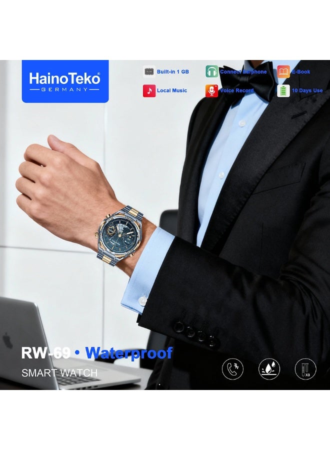 Haino Teko RW-69 Waterproof Smartwatch with 1GB Built-in Storage 10-Day Battery AMOLED Display  and 3 Pair Straps Designed for Men - Image 3