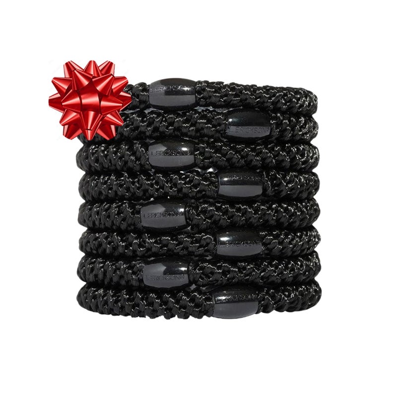 L. Erickson Grab & Go Ponytail Holders, Black, Set of Eight - Exceptionally Secure with Gentle Hold - Image 1
