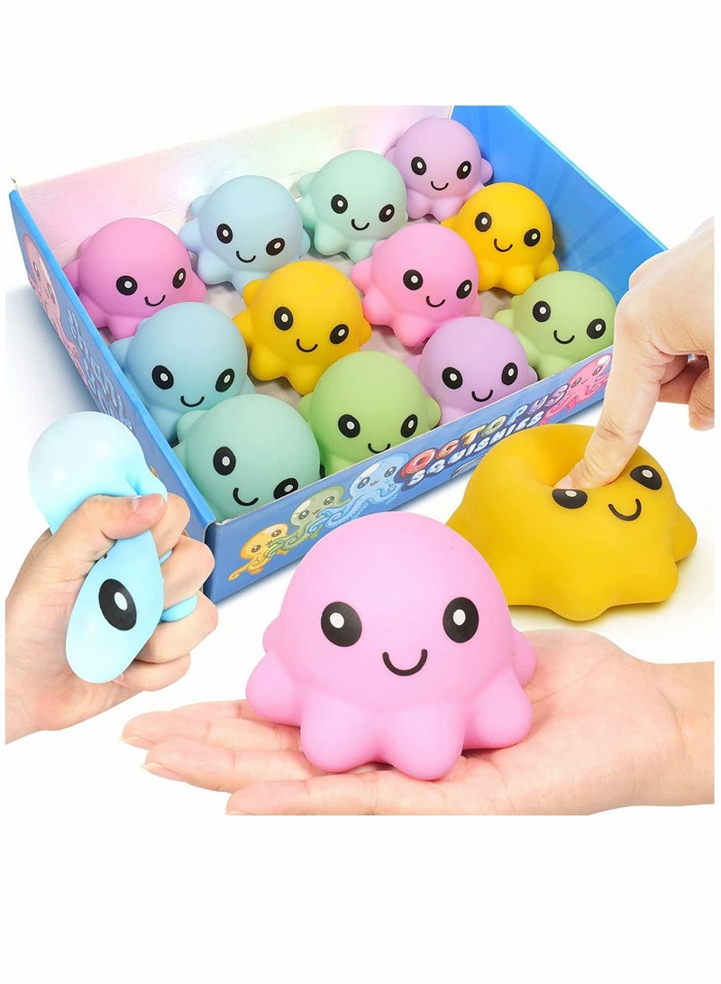 SYOSI Octopus Squishy Balls Octopus Stress Ball for Kids 12 Pack Soft Squeeze Toys Stress Relief Toys for Children and Adults Cute Goodie Bag Fillers Sensory Fidget Toy for Autism Fun Party Favors - Image 1