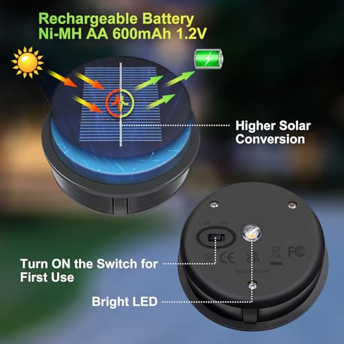 HOMEIMPRO AA 600mAh Solar Lights Replacement Top Parts, Solar Panel for Outdoor Garden Lanterns or DIY Solar Lantern Warm White LED (1Pack) - Image 2