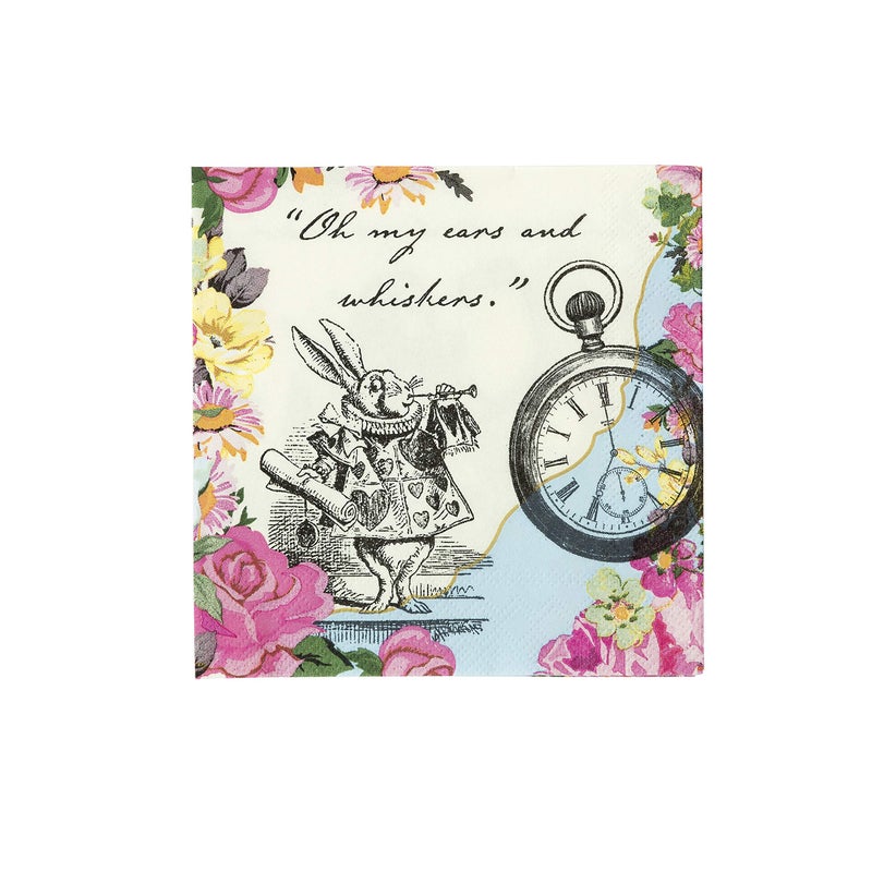 Talking Tables 20 X Alice in Wonderland Disposable Napkins Mad Hatter Afternoon Tea Party Serviettes for Table Decorations Onederland Birthday, Motherâ€™s Day Baby Shower, Decoupage - Image 1
