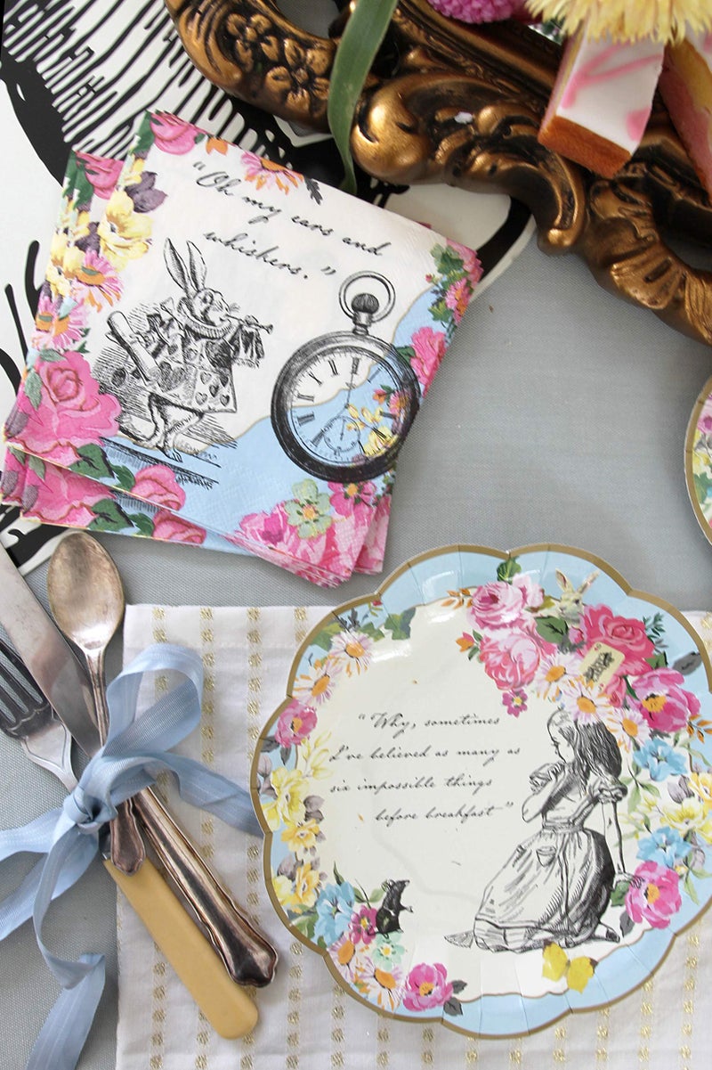 Talking Tables 20 X Alice in Wonderland Disposable Napkins Mad Hatter Afternoon Tea Party Serviettes for Table Decorations Onederland Birthday, Motherâ€™s Day Baby Shower, Decoupage - Image 4
