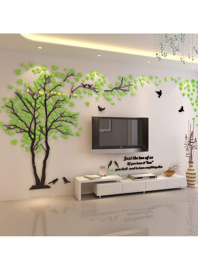 VUCATIN 3D Tree Wall Stickers DIY Birds Wall Decals Family Couple Stickers Murals for Living Room Bedroom TV Background Home Decorations (Green Left, 300*150cm) - Image 2