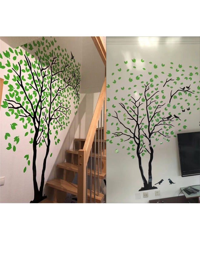 VUCATIN 3D Tree Wall Stickers DIY Birds Wall Decals Family Couple Stickers Murals for Living Room Bedroom TV Background Home Decorations (Green Left, 300*150cm) - Image 4