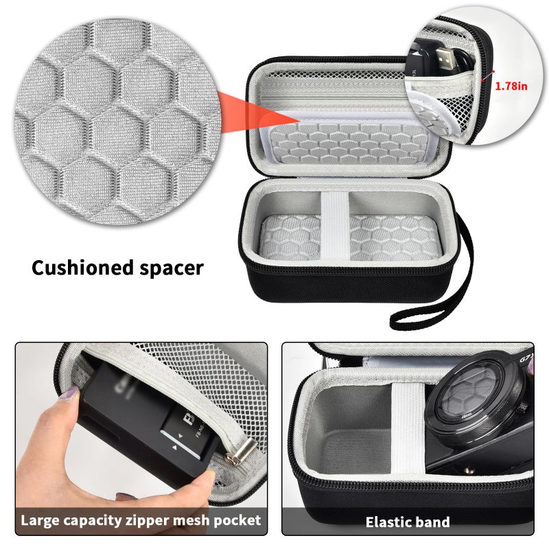 Comecase Digital Camera Carrying Case Compatible with CAMKORY/for VAHOIALD/for Canon PowerShot G7X/ for Kodak Pixpro/for Sony DSCW800 Compact Small Camera Storage Bag for Boys Girls Kids - Black - Image 4