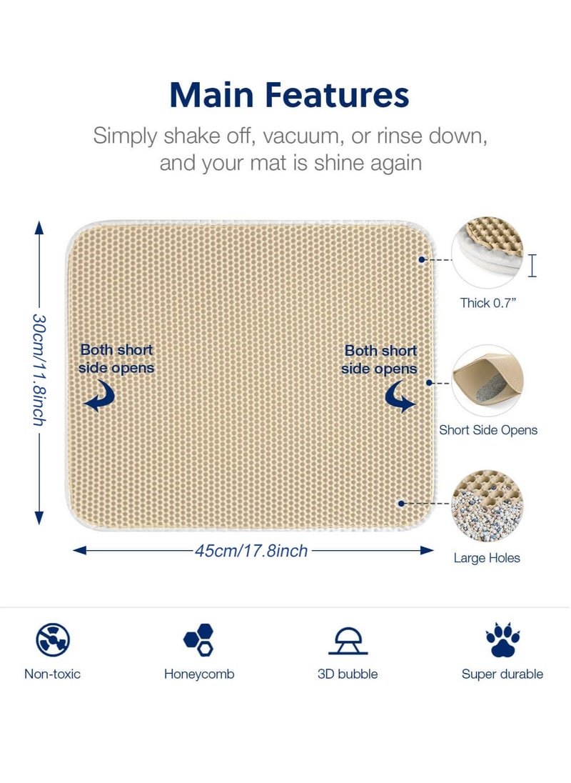 MileMelo - Double Layer Design Waterproof Washable  Cat Litter Mat,Litter Trapping Mat for Cat Sand Litter Box Honeycomb Pet Bed Beige 30*45cm - Image 1