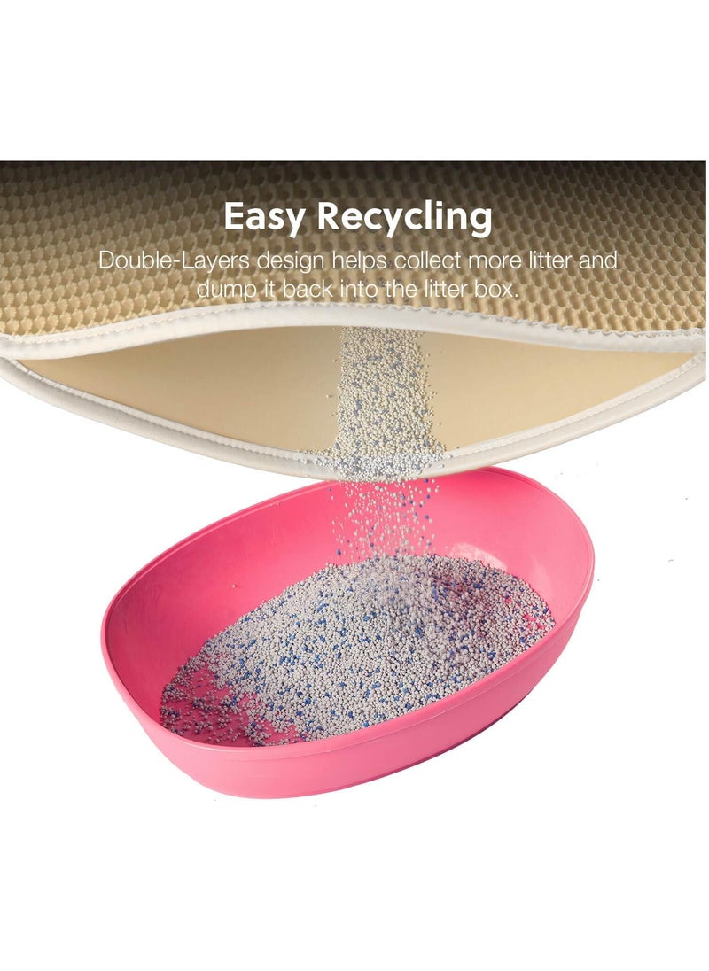 MileMelo - Double Layer Design Waterproof Washable  Cat Litter Mat,Litter Trapping Mat for Cat Sand Litter Box Honeycomb Pet Bed Beige 30*45cm - Image 1
