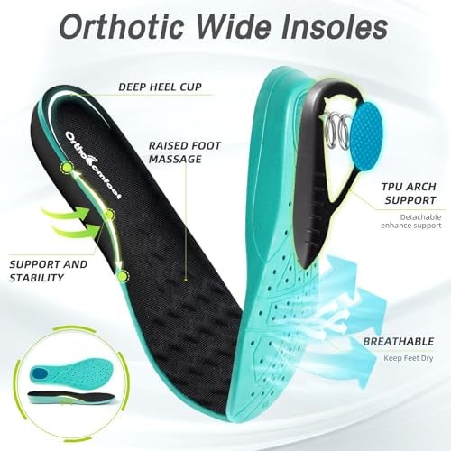 OrthoComfoot Women's Orthopedic Diabetic Wide Walking Shoes: Comfortable Plantar Fasciitis Orthotic Arch Support Sneakers, Bunions Recovery Casual Outdoor Biking Fit Dressy Road Running Shoes Black Size 8.5 - Image 5