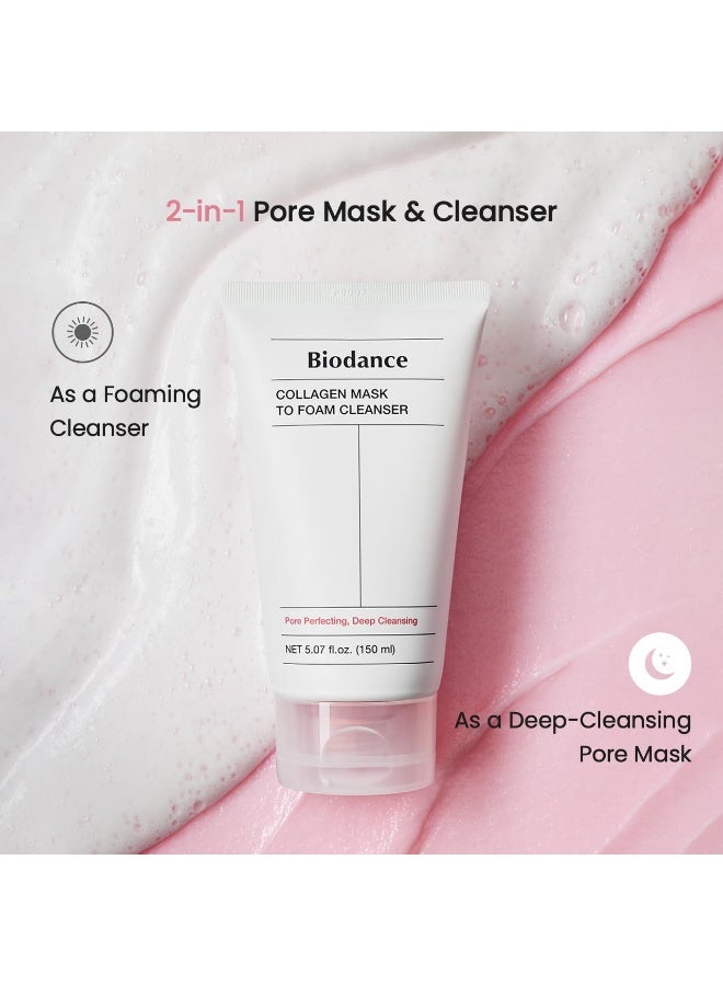 بيودانس BIODANCE Collagen Mask To Foam Cleanser, Pink Face Wash for Women, 2-in-1 Pore Mask and Hydrating Foaming Facial Cleanser for Sensitive Skin, Oily Skin, Korean Skincareㅣ5.07 fl. oz. (150 ml) - Image 3