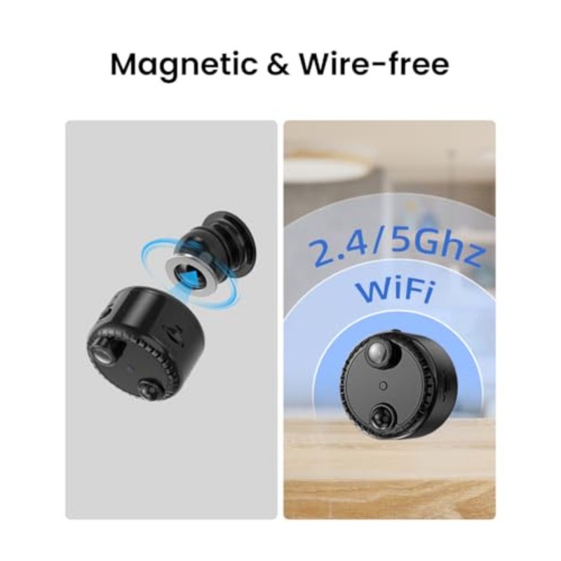 كاميرا داخلية 4K Mini WiFi كاميرا مربية لاسلكية مع رؤية ليلية، كشف الحركة بالذكاء الاصطناعي، عمر بطارية طويل، تخزين سحابي وSD - Image 3