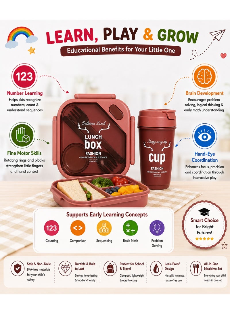 Ebazario Premium Insulated Lunch Box with Cup Set Leakproof Food Container Portable Bento Lunch Box with Spoon Fork Airtight Microwave Safe Lunch Kit for Office School Travel Durable Stylish Design - Image 4