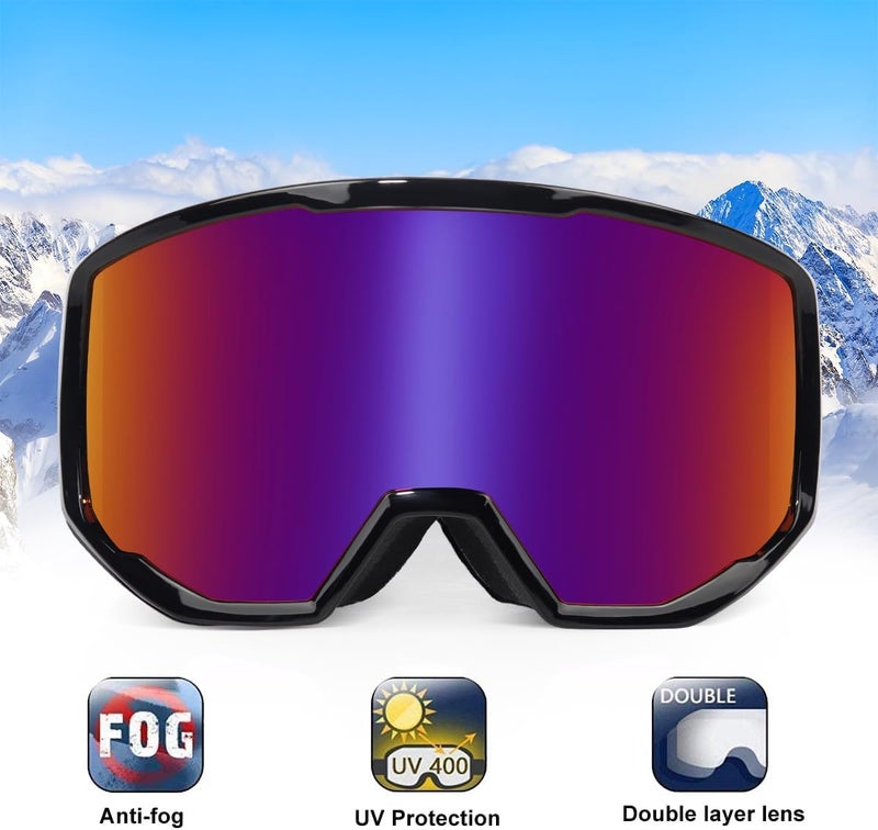 EXP VISION Ski/Snowboard Goggles for Men Women, OTG Snow Goggles Anti Fog UV Protection - Image 4