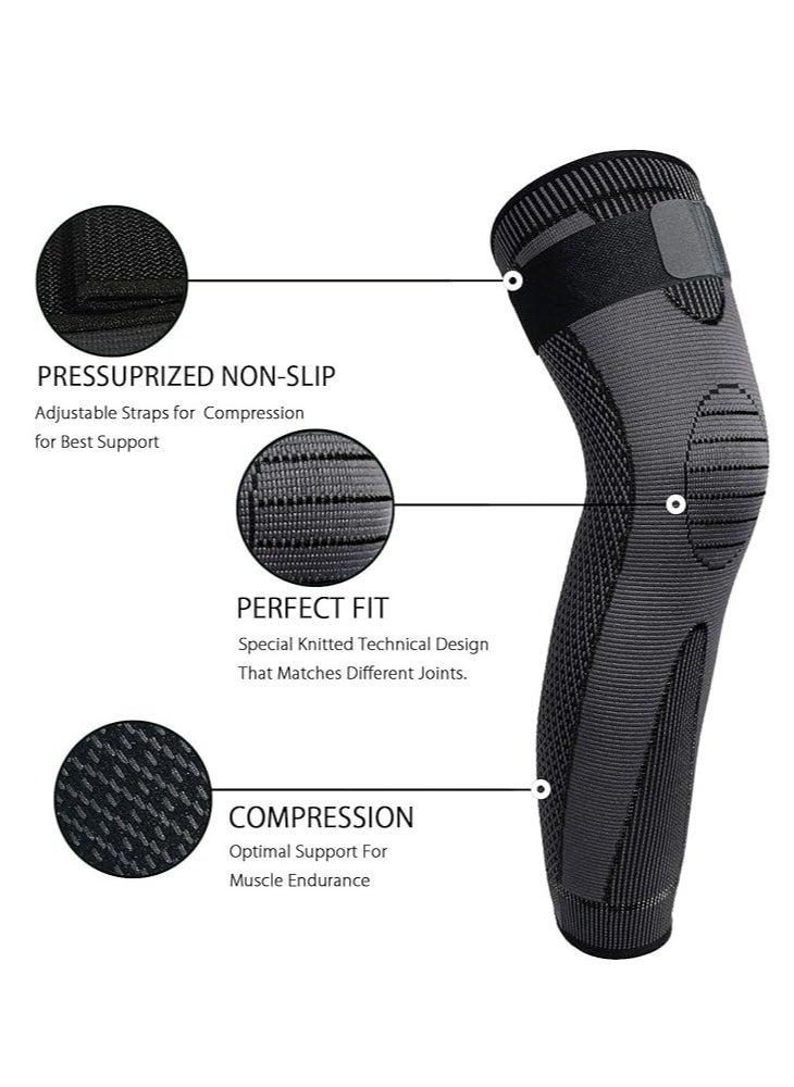 Tanyaz Full Leg Compression Sleeves anti Sliping Ventilation Long Knee Support with Wraps for Men and Women Long Knee Compression Sleeve  - Image 4