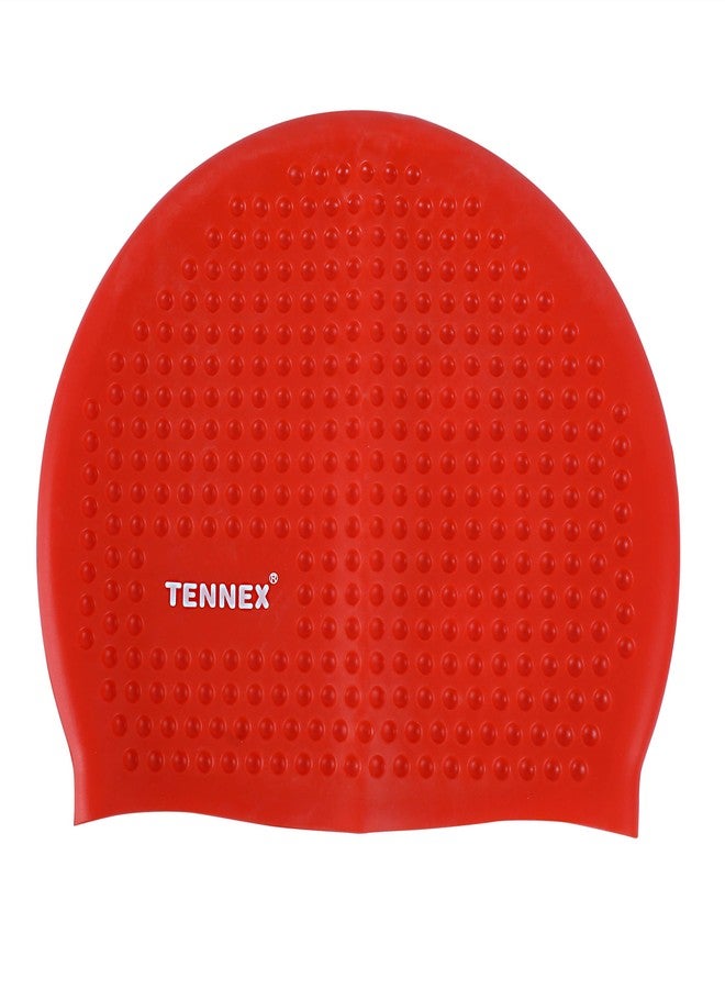 Tennex Silicone Swim Caps T-444 for Women, Men, and Children | Red | Set of 1 - Image 1