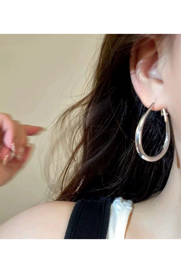 Goolsky Teardrop Hoop Earrings for Women | Statement Minimalist Big Hoops | Face-Slimming Luxury Style  - Image 4
