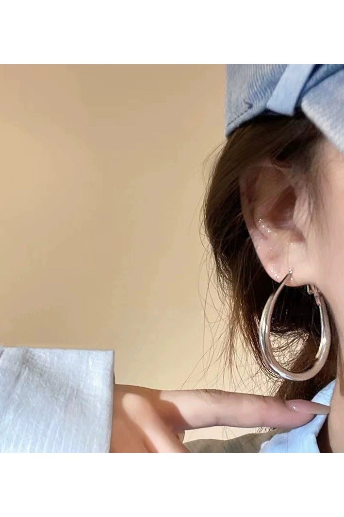 Goolsky Teardrop Hoop Earrings for Women | Statement Minimalist Big Hoops | Face-Slimming Luxury Style  - Image 5