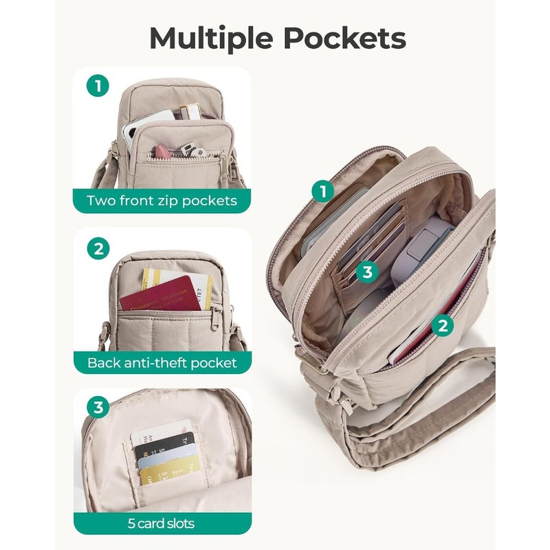 Small crossbody bags for women: lightweight nylon, black, RFID-blocking card slots + adjustable wide strap for travel and daily use - Image 3