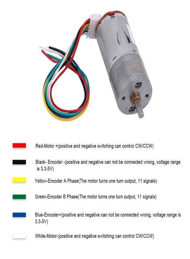 REES52 DC 12V DIY Encoder Gear Motor 65mm Magnetic Gear Box with Motor Bracket Engine Wheel Kit Micro Reducer Motor Full Metal Gear Box, 333RPM Suitable for Smart Car Robot Model DIY - Image 5