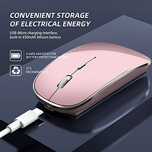 Halpilt Wireless Mouse Chargeable Portable Silent USB and Type-C Dual Mode Wireless Mouse 3 Adjustable DPI for Laptop, Mac, Android, PC (Q23S Black) (Rose Gold) - Image 3