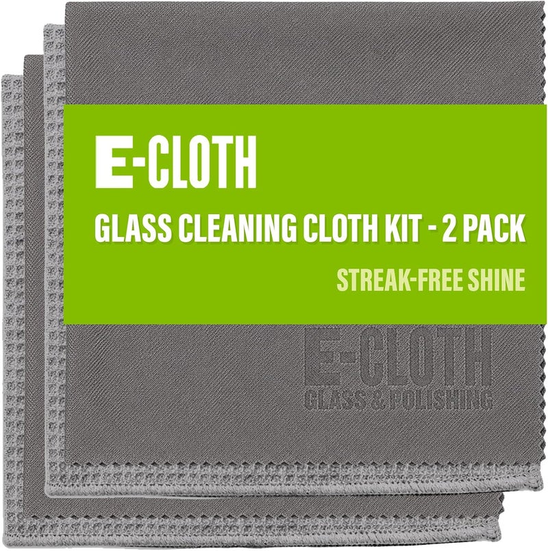 إي كلوز مجموعة من الألياف الدقيقة لتنظيف النوافذ - قطعة قماش لتنظيف الزجاج للنوافذ والمرايا والسيارات والعدسات والنظارات وغيرها، تنظيف خالٍ من الخطوط، منشفة قابلة للغسل في الغسالة وقابلة لإعادة الاستخدام - رمادي (مجموعتان) - Image 1