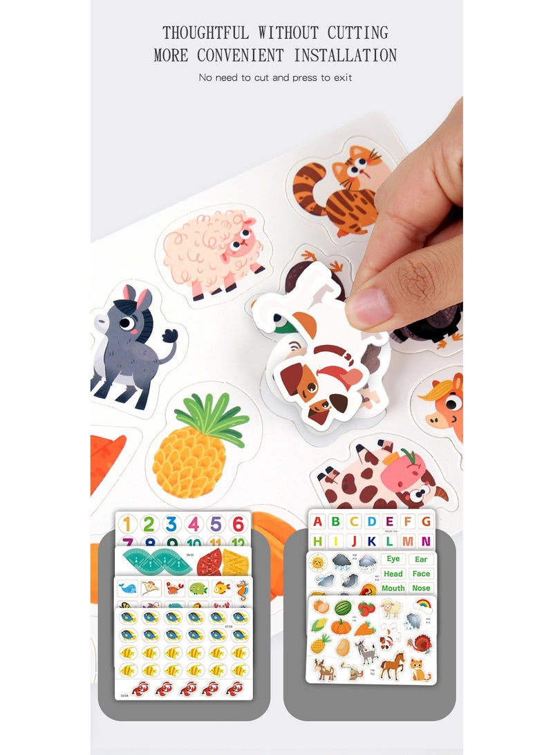 HALAMODO 4PCS Children's Busy Book , Toddler Early Learning Quiet Book , Reusable Sticker Activity Book Educational Toy For Preschoolers , Includes Basic Cognition + Alphabet + Numbers + Animals Themes ,Training Emotion Visual Intelligence Development Hands-On & Brain Development Grasp Sensory Hand-Eye Coordination Interactive Parent-Child Bonding Toy, Develop Learning Skills, 21*14 cm - Image 3