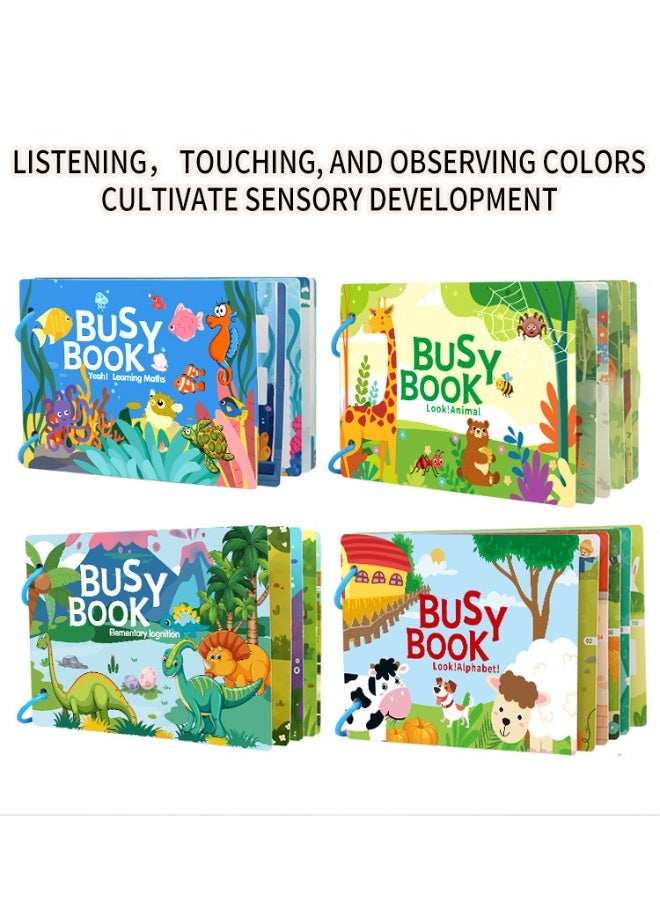 HALAMODO 4PCS Children's Busy Book , Toddler Early Learning Quiet Book , Reusable Sticker Activity Book Educational Toy For Preschoolers , Includes Basic Cognition + Alphabet + Numbers + Animals Themes ,Training Emotion Visual Intelligence Development Hands-On & Brain Development Grasp Sensory Hand-Eye Coordination Interactive Parent-Child Bonding Toy, Develop Learning Skills, 21*14 cm - Image 5