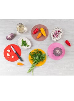 Bukela Honeycomb Pattern 7 inch Silicone Round Kitchen Hot Pad Trivets Set of 4, Orange  - Image 3