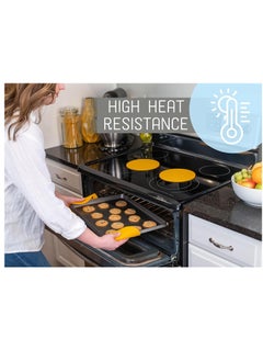 Bukela Honeycomb Pattern 7 inch Silicone Round Kitchen Hot Pad Trivets Set of 4, Orange  - Image 5