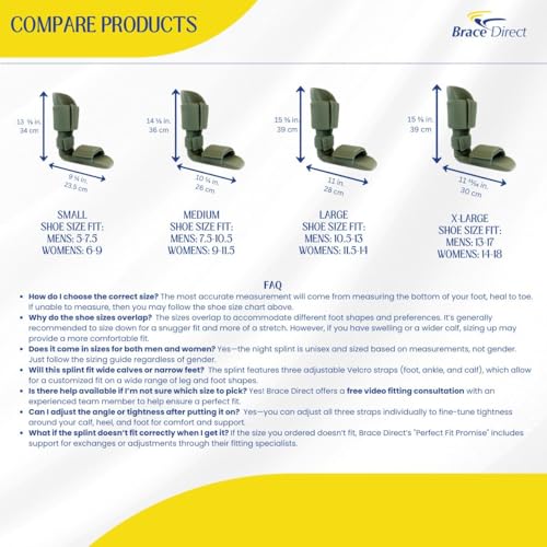 Brace Direct Padded Night Splint 90 Degree Sleeping Boot Immobilizing Stretching Support for Plantar Fasciitis Drop Foot Achilles Tendonitis Heel Spurs Large US Shoe Men 105125 Women - Image 5