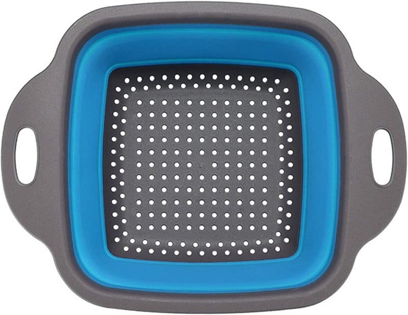 Baskety Collapsible Colander Pack of 2 Collapsible Set,Food-Grade Silicone Kitchen Strainer Space-Saver Folding Food Strainer Colander (2 Pack Blue) - Image 2