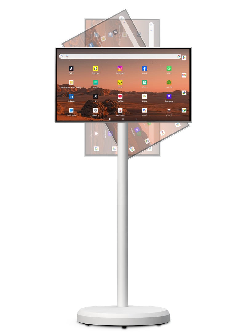 VLH 21.5 Inch 1080P Portable Touch Screen Monitor,Smart Android TV on Wheels,4-6H Battery,4+64GB Storage,Rotatable Display for Home Theater/Office/Outdoor,Arabic  & Google Play - Image 1