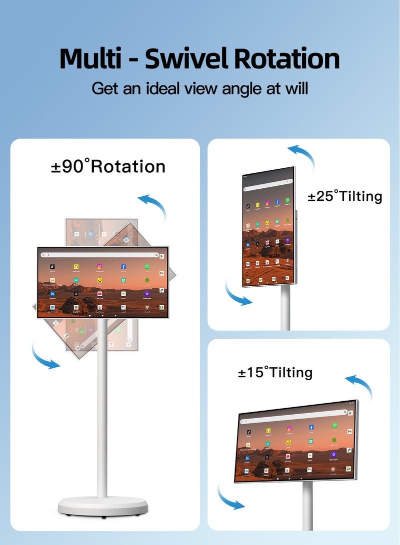 VLH 21.5 Inch 1080P Portable Touch Screen Monitor,Smart Android TV on Wheels,4-6H Battery,4+64GB Storage,Rotatable Display for Home Theater/Office/Outdoor,Arabic  & Google Play - Image 4