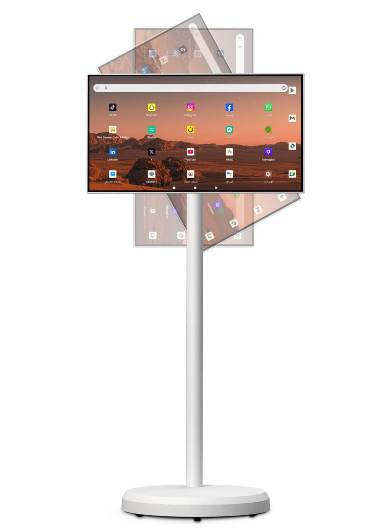 VLH 21.5 Inch 1080P Portable Touch Screen Monitor, Smart Android TV on Wheels, 4-6H Battery, 4+64GB Storage, Rotatable Display for Home Theater/Office/Outdoor, Arabic  & Google Play - Image 1