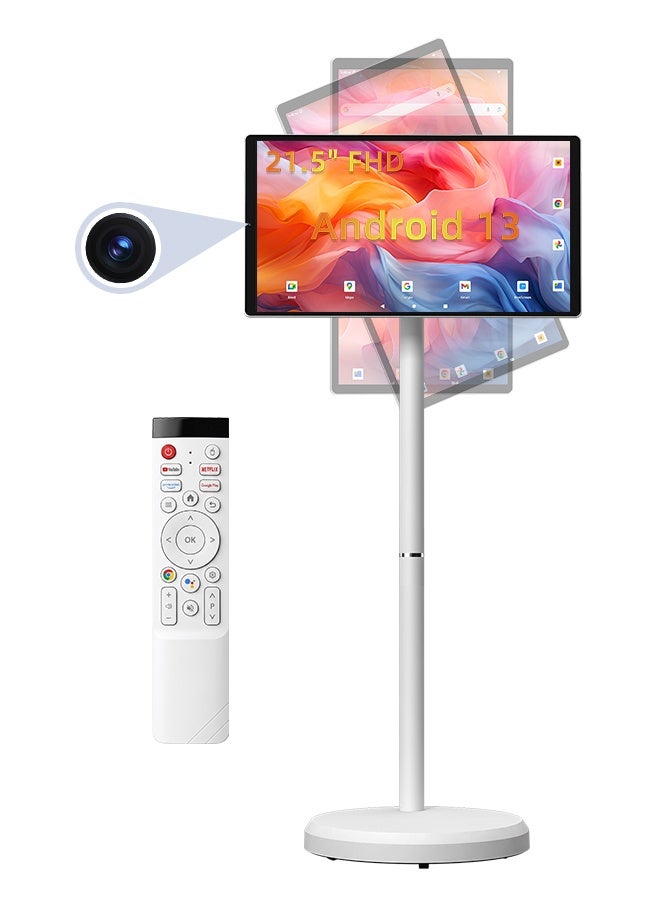 VLH S01W 21.5 Inch Smart Portable TV, 1080P Rolling Touch Screen Tablet Monitor on Wheels, EDLA-Certified, 4GB RAM 64GB Storage, 4-6H Battery, Rotatable Screen with Stand, Wireless Casting, Suitable for Home Outdoor - Image 1