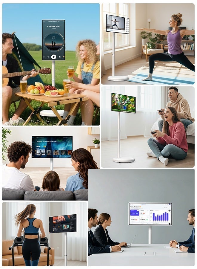 VLH S01W 21.5 Inch Smart Portable TV, 1080P Rolling Touch Screen Tablet Monitor on Wheels, EDLA-Certified, 4GB RAM 64GB Storage, 4-6H Battery, Rotatable Screen with Stand, Wireless Casting, Suitable for Home Outdoor - Image 2