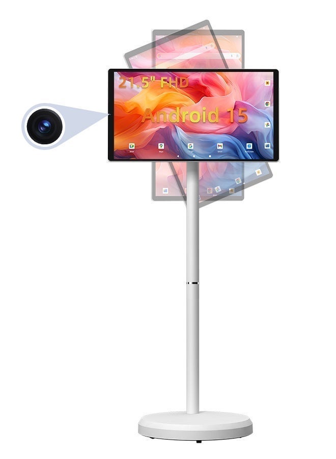 VLH S01W 21.5 Inch Smart Portable TV, 1080P Rolling Touch Screen Tablet Monitor on Wheels, EDLA-Certified, 4GB RAM 64GB Storage, 4-6H Battery, Rotatable Screen with Stand, Wireless Casting, Suitable for Home Outdoor - Image 1