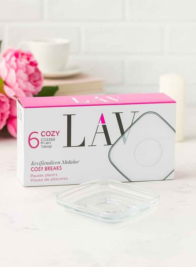 لاف طقم صحون زجاجية شفاف - 6 قطع - Image 1