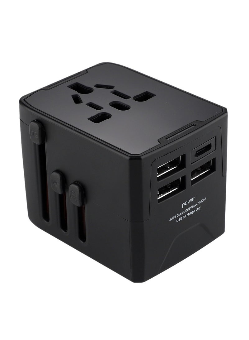 FLOWING Universal Travel Power Adapter, International Charger with 3 USB Ports and 1Type-C Wall Charger and Worldwide AC Outlet for Europe USA UK AUS Asia - Image 1