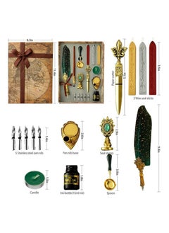 Generic Quill Feather Pen and Ink Set, Calligraphy Pen Glass Dip Pen and Wax Seal Stamp Kit  - Image 3