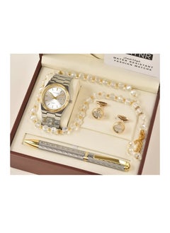 4 Piece Men's Watch Set with NRF Pen, Buttons and Rosary