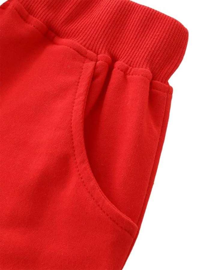 YUNIQEE Red Regular Fit Mid Rise Solid Shorts