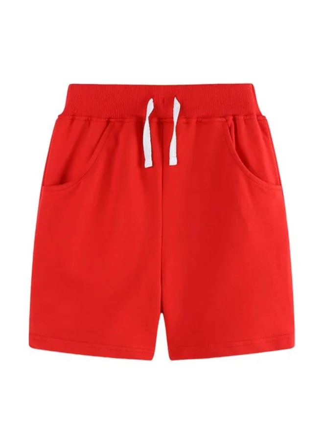YUNIQEE Red Regular Fit Mid Rise Solid Shorts
