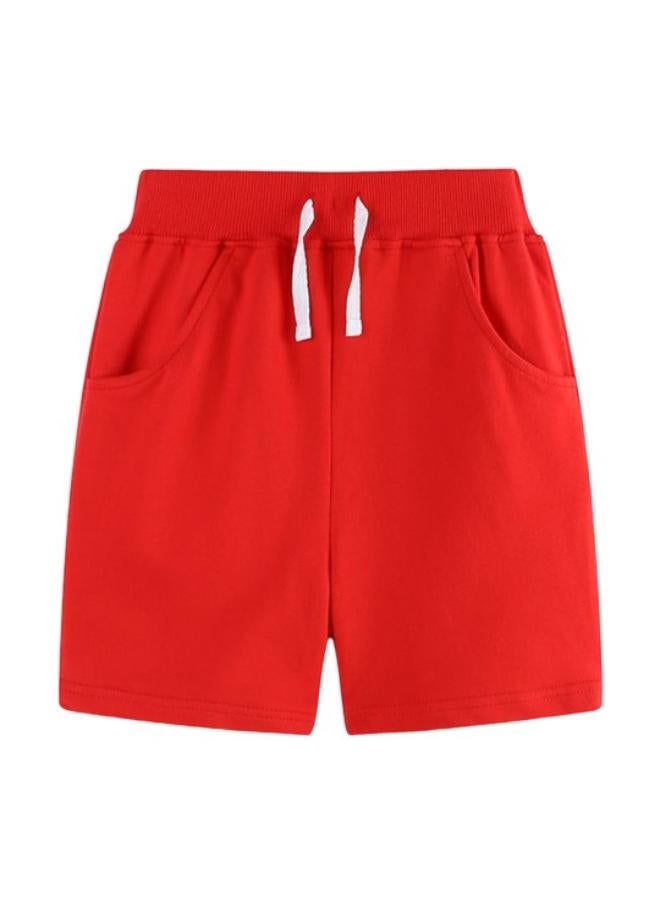 يونيكي Red Regular Fit Mid Rise Solid Shorts - Image 1