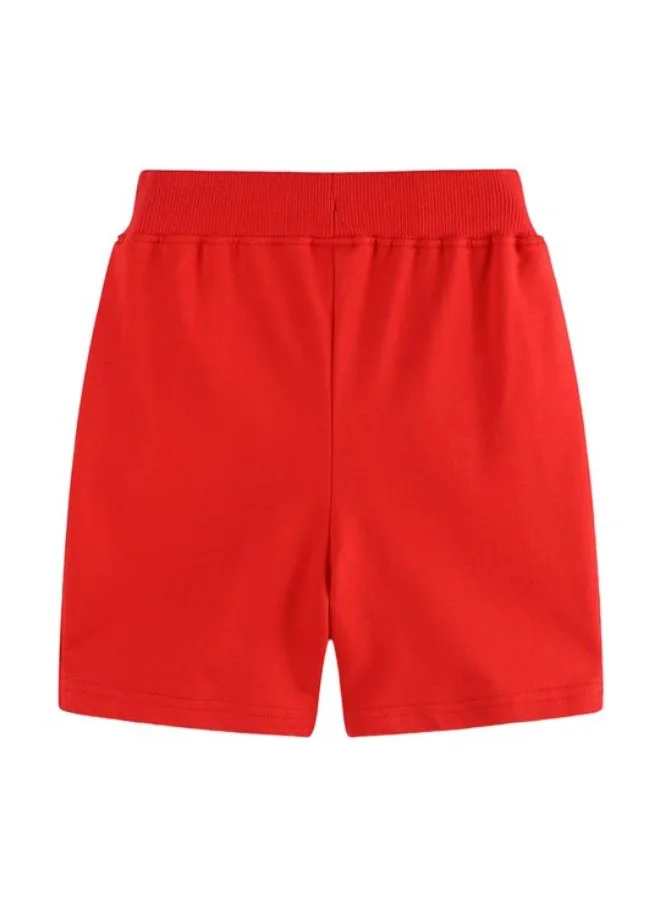 YUNIQEE Red Regular Fit Mid Rise Solid Shorts